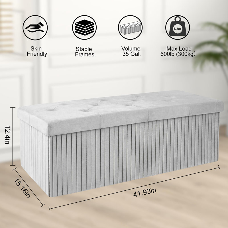 Banc de rangement avec repose-pieds, Gris