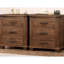 Ensemble de table de chevet rustique en bois massif récupéré à trois tiroirs Rustic-2146908176-2146908177