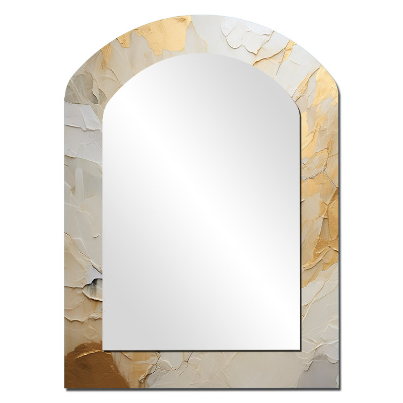 Miroir mural beige et doré Glacier Stone Simplicity II - Beige Modern, 34 po x 25 po