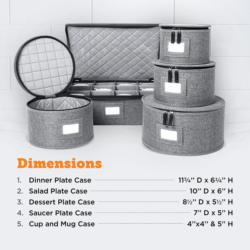 Dannial Fabric Dinnerware Storage Set with Felt Dividers Included