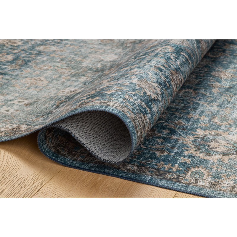Tapis lagon / naturel lavable à la machine Aaronley, Carré 1 pi 6 po