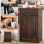 Armoire à poubelle de cuisine dissimulée et résistante aux animaux domestiques – Bac en bois cannelé inclinable de 38 litres avec rangement