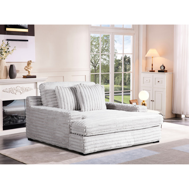 Chaise avec accoudoirs et coussin réversible en microfibre de velours côtelé avec accoudoirs doubles et coussin réversible gris