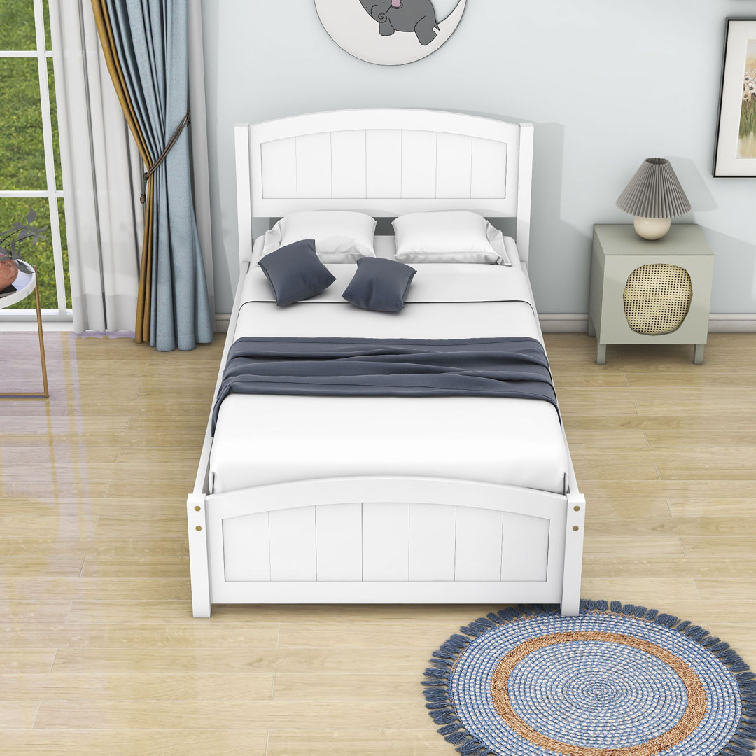 Twin Size Wood Platform Bed with Two Drawers Red Barrel Studio® 