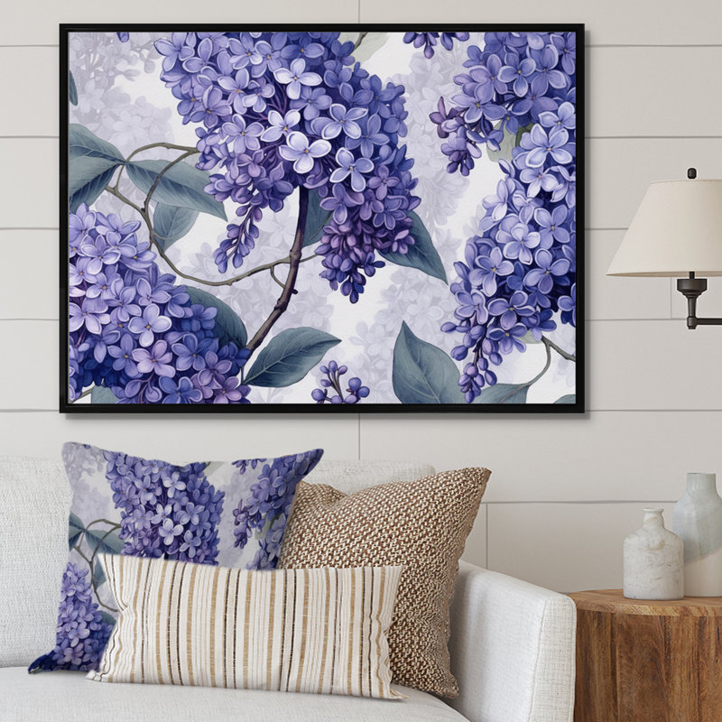 «Lilac mauve et gris», impression sur toile, H 30 po x l 40 po x P 1,5 po, Cadre flottant noir