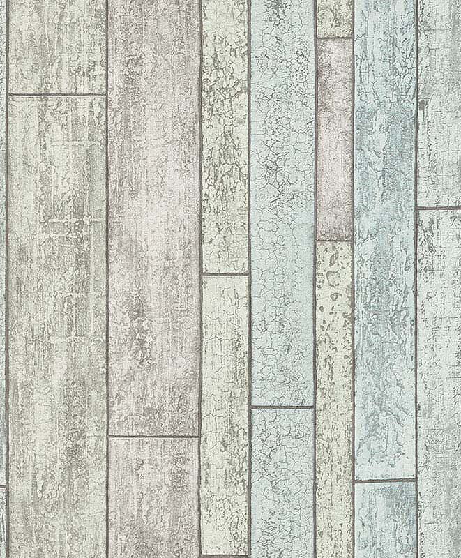 Rouleau de papier peint patiné 33 pi x 21 po Chanee, Bleu / Gris / Turquoise