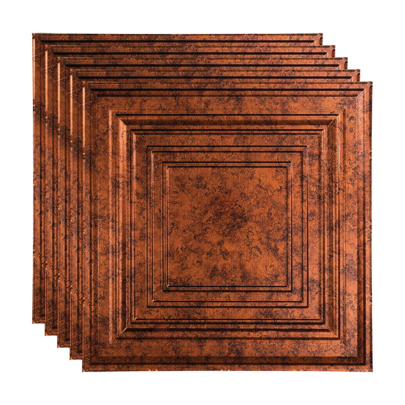 Panneau de plafond décoratif décoratif en vinyle 3 pi x 2 pi de style traditionnel FASÄDE, Cuivre pierre de lune