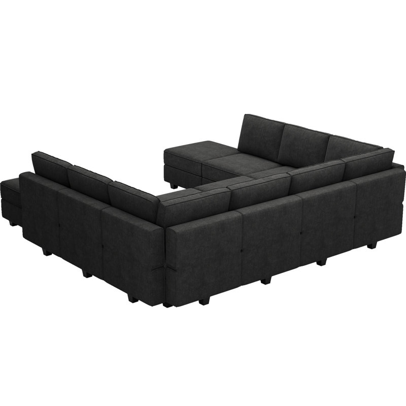 Canapé-lit modulaire Neemi, Mélange de polyester noir