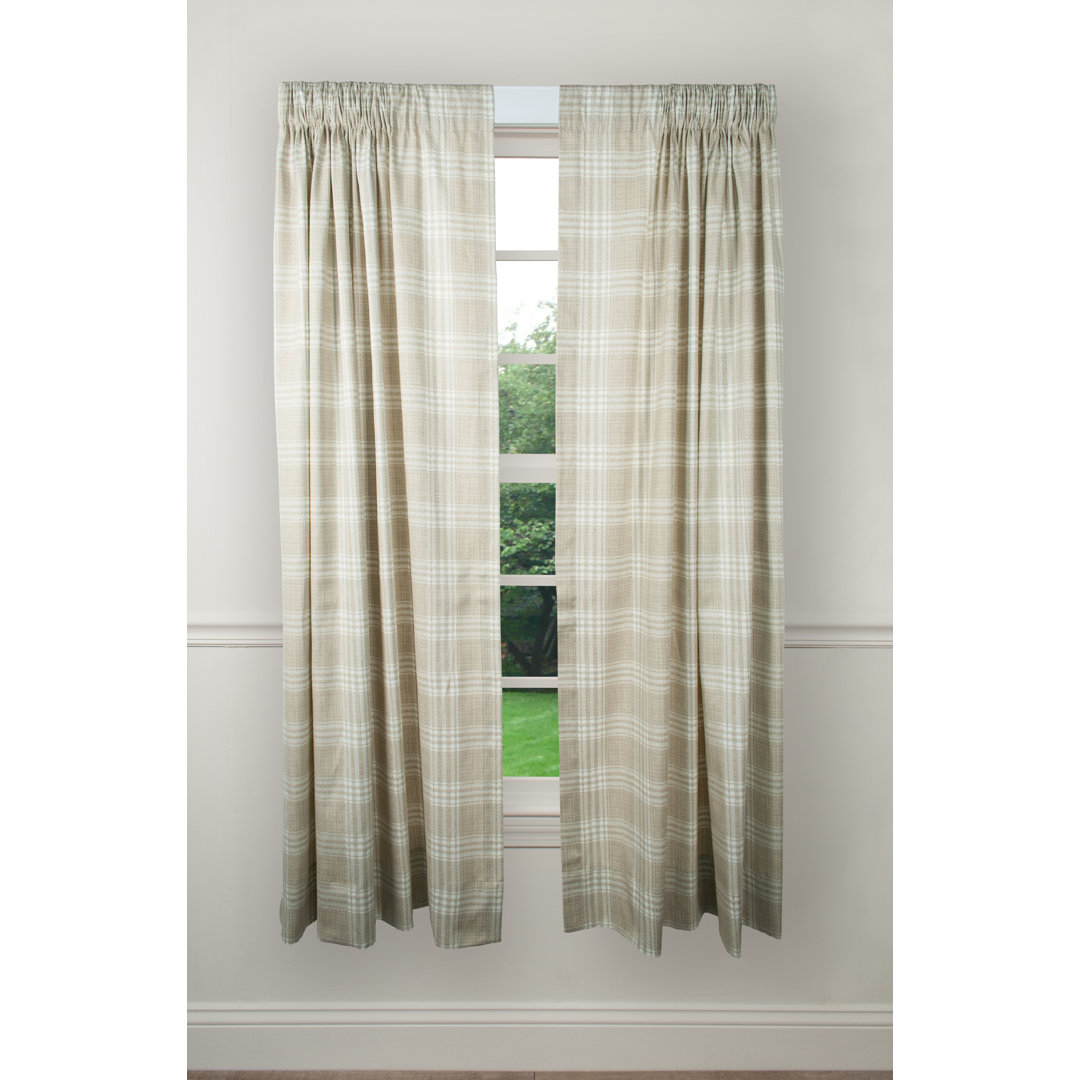 Helgeson Tailored 100% Cotton Plaid Semi-Sheer Rod Pocket Curtain Panels (Set of 2) Alcott Hill® Curtain 