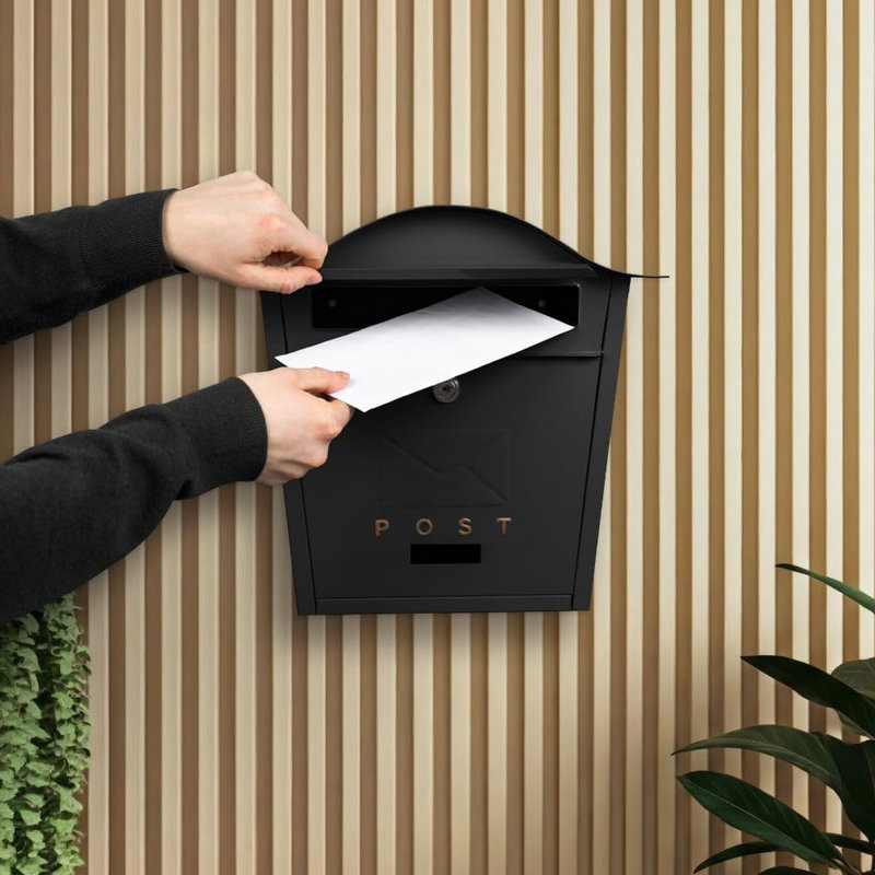 Iron Wall Mounted Post Box, Black
