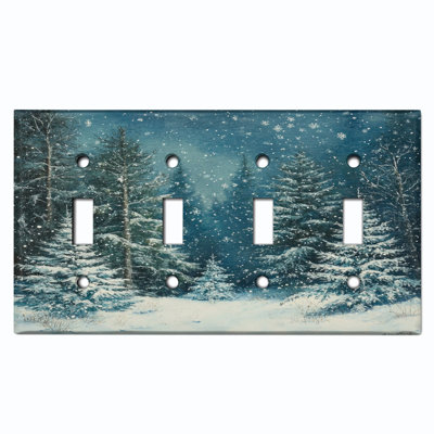 Couvercle de plaque d'interrupteur en métal; Bascule à 4 bandes US Standard - Winter Forest