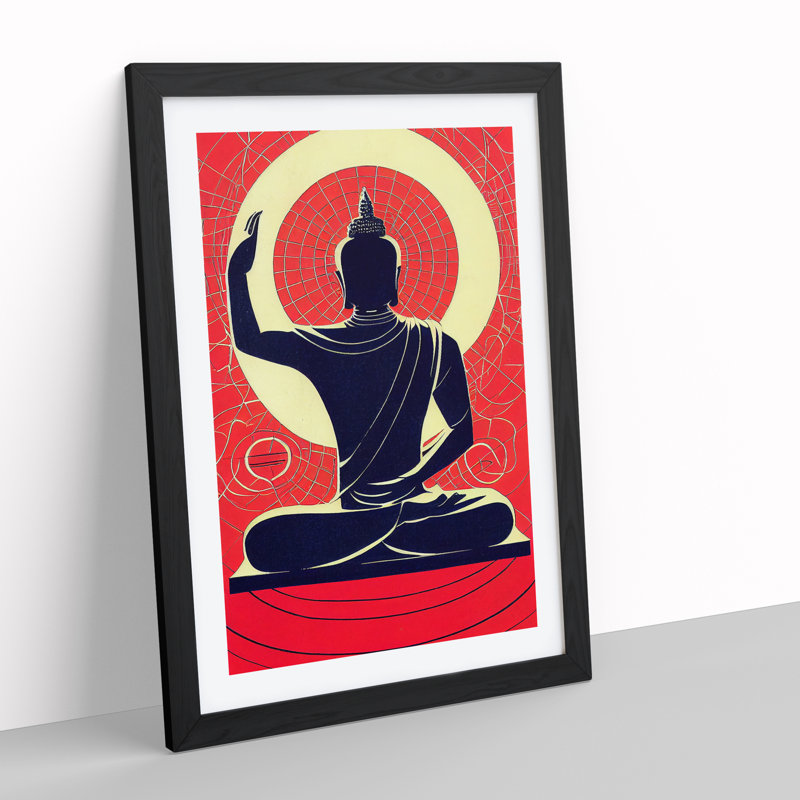 Artistic Buddha - Single Picture Frame Print, 64cm H x 46cm W x 2cm D, Black Framed
