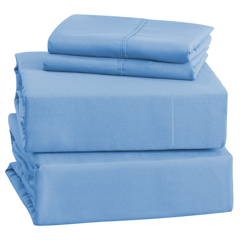 Ensemble de draps en microfibre brossée douce Hotel Luxury avec draps et taies d'oreiller très doux, Double, Bleu