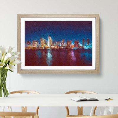 San Diego Skyline at Dusk in Abstract - Picture Frame Graphic Art Print