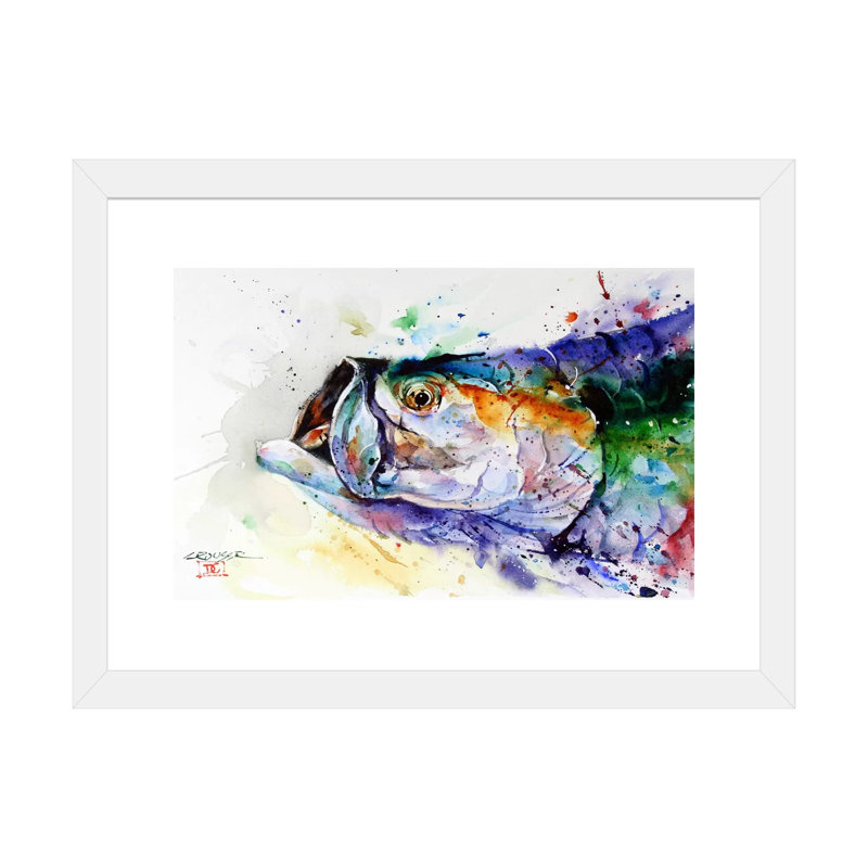 «Fish», reproduction d'art encadrée, H 16 po x l 24 po x P 1 po, Papier blanc