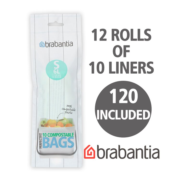 Brabantia PerfectFit Trash Bags, Code O, 8 Gallon, 30 Liter, 120 Trash Bags