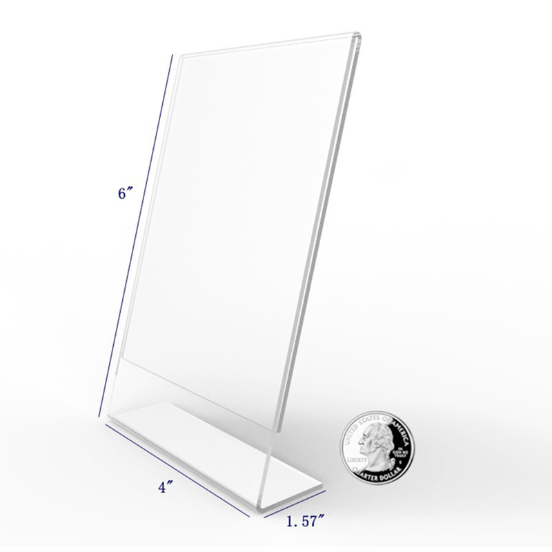 Porte-affiche en acrylique transparent avec dossier incliné Fixturedisplays® 1PK 4 X 6 "19780-4X6