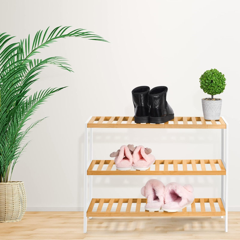 3 Pair Shoe Storage Rack, White