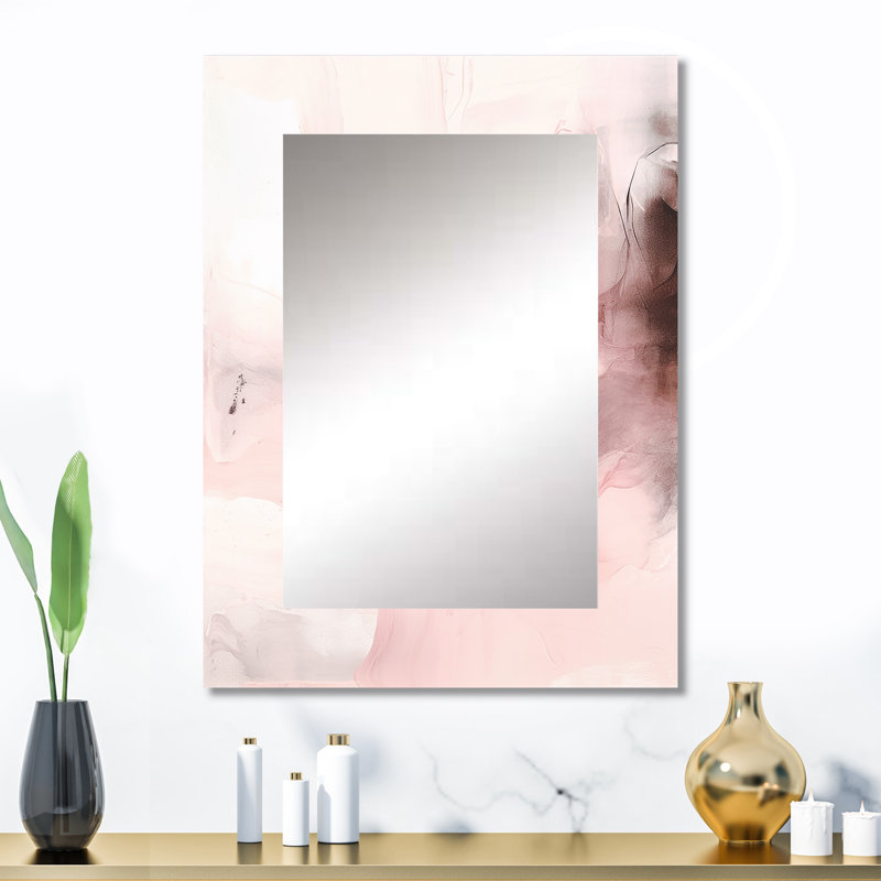 Pink Delicate Abstract Marble IV - Marble Unique Wall Mirror, Pink Mirror, Printed Metal Art, 32" x 24"