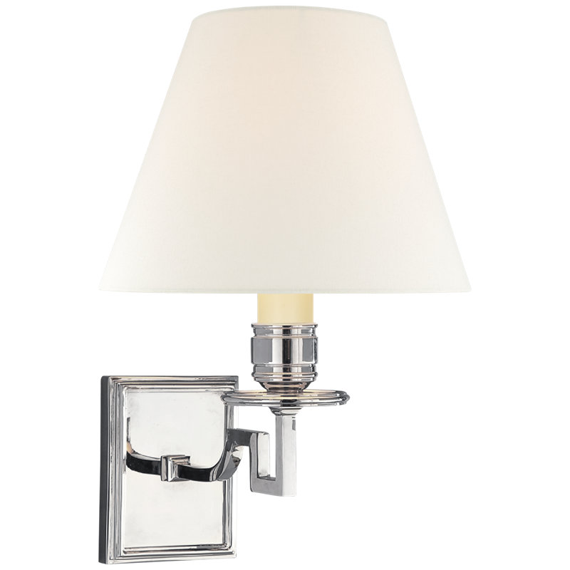 Alexa Hampton Dean Single Arm Sconce, Brushed Nickel, Fabric