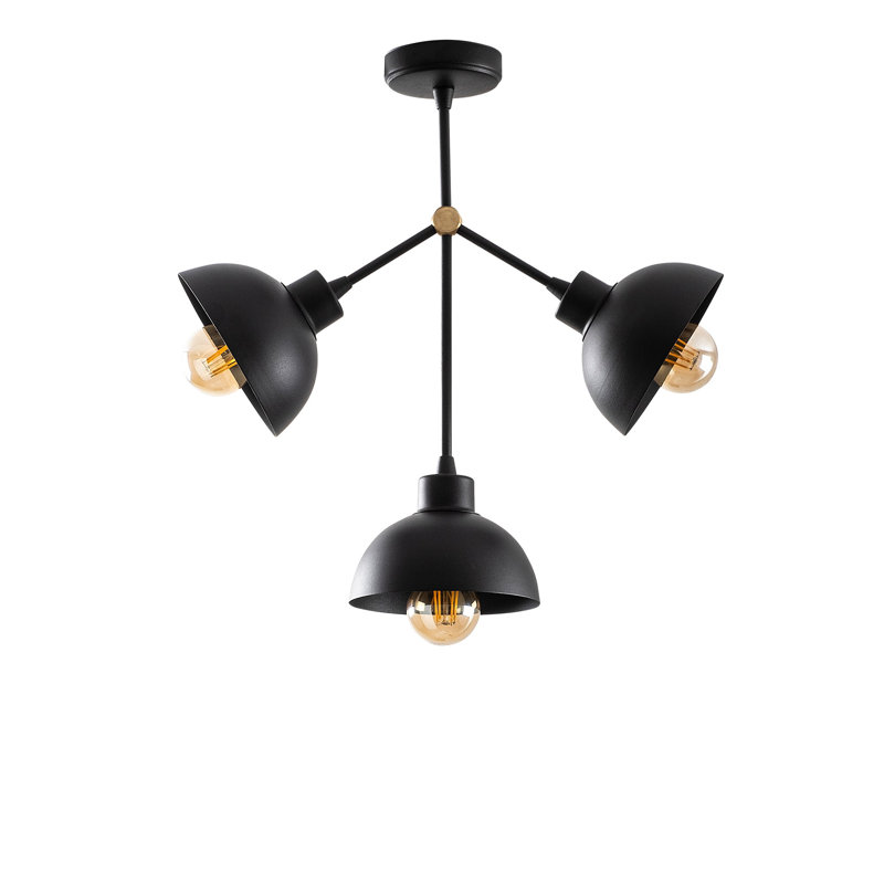Lustre industriel noir, structure en métal, 18,1 po x 5,9 po x 18,5 po | 3 x douilles E27 de 40 W maximum | Certifié IP20 | Parfait pour la maison, la salle à manger et la cuisine | Design moderne et sobre, luminaire élégant