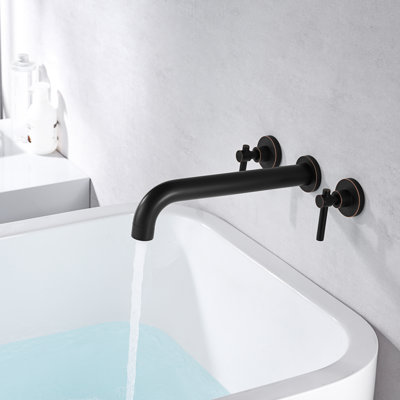 High Flow Rate Extra Long Spout Double Handle Wall Mounted