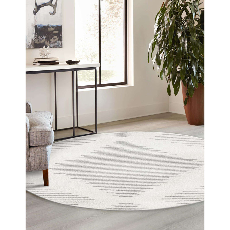 Tapis gris et ivoire Cohutta, Rond 10pi