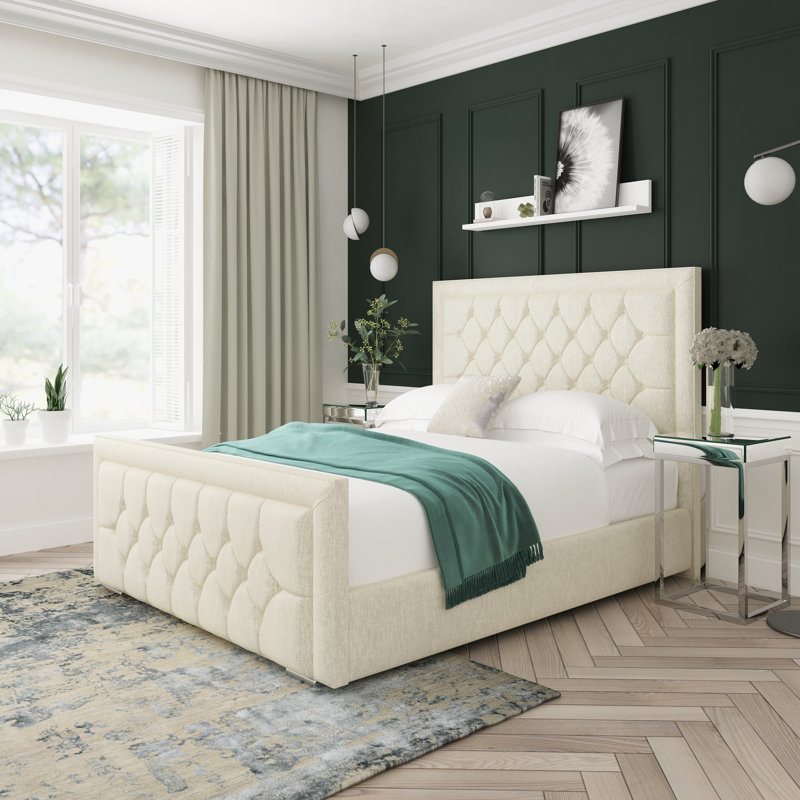 Upholstered Bed, Small Double (4'), Cream