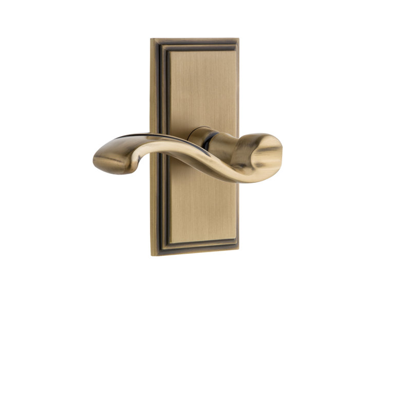 Grandeur Carré Plate Passage with Portofino Lever, Left Handed, 2 3/4", Vintage Brass