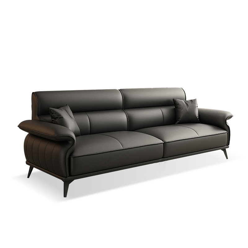 Black Genuine Leather Modular Sofa, Black