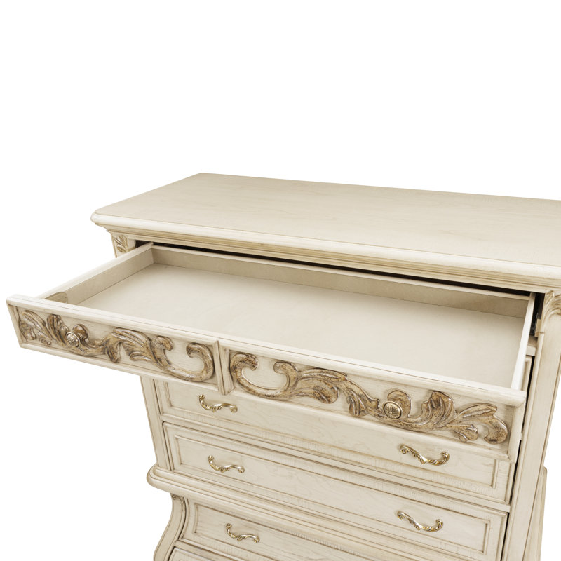6 - Drawer Solid Wood Dresser, Champagne