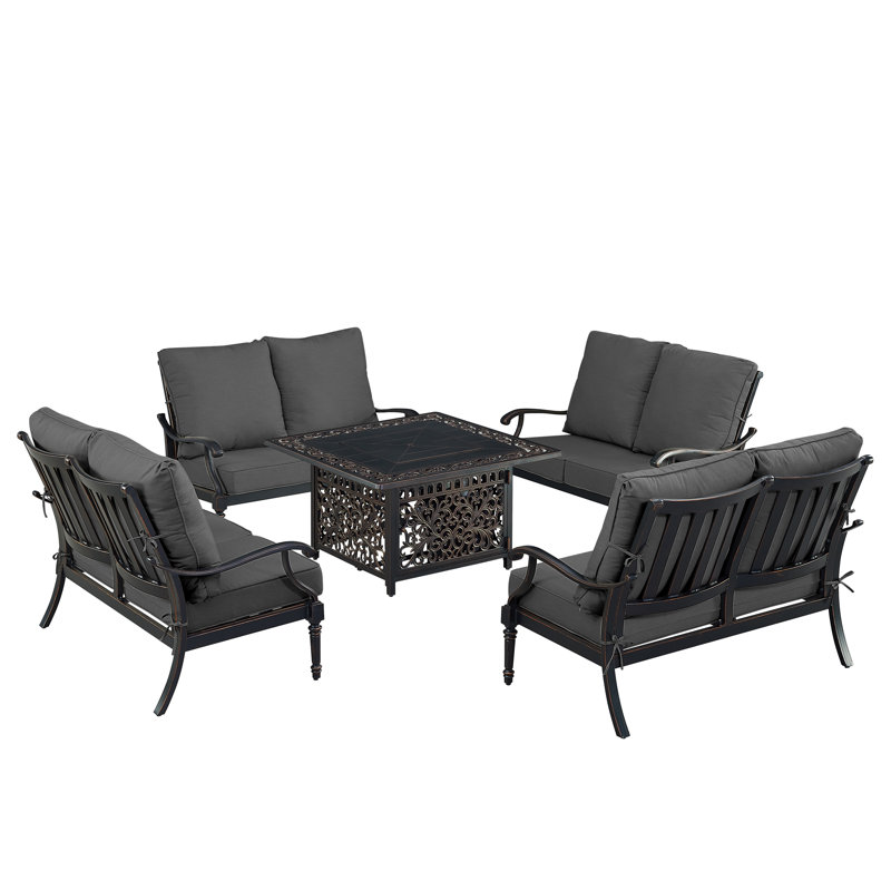 Paigton 8 - Person Patio Conversation Set with Cushions, Black