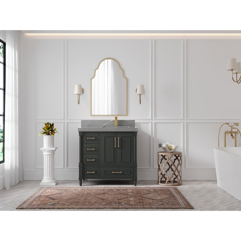 Aberdeen 36'' Single Bathroom Vanity with Top, Piatra Gray