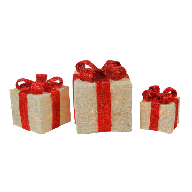 Boîtes-cadeaux Décorations de Noël pour l'extérieur, Blanc cassé