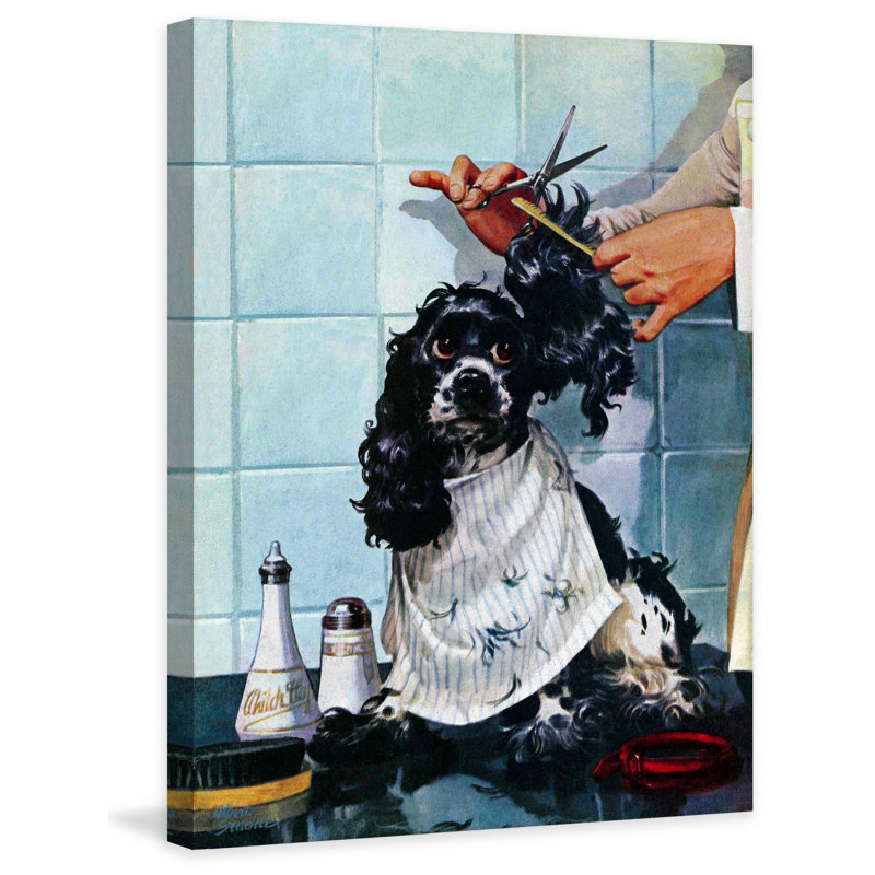 «Butch's Haircut» par Albert Staehle, reproduction sur toile tendue, H 52 po x l 40 po