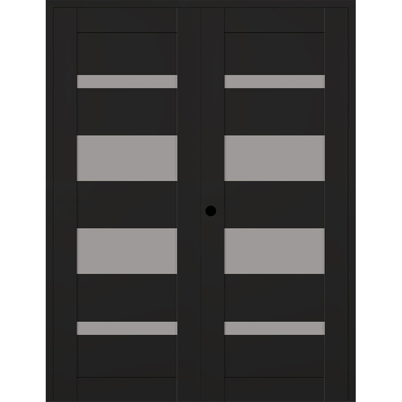 Double porte intérieure en bois manufacturé Mirella, 63,5 po x 79,37 po, Chêne gris, Oui