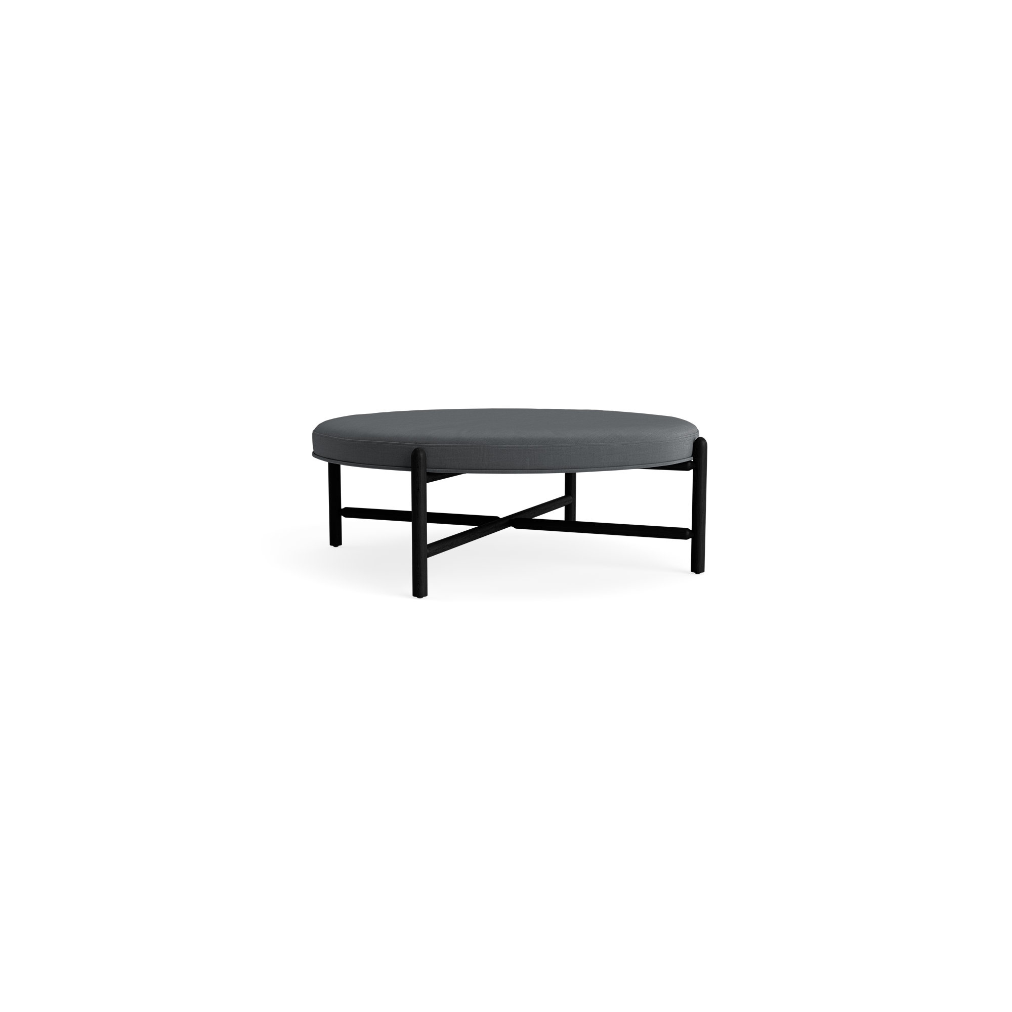 Vane 48" Round Ottoman, Black, Charcoal