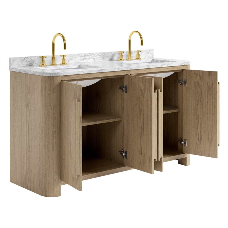 Harper Vanity, 60" W, Carrara Marble