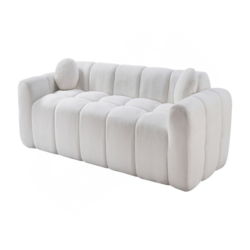 Très grand canapé à compression 98,4 po, canapé en velours côtelé nuage pour le salon, canapé rembourré 4 places avec 2 coussins, emballage sous vide facile à déplacer pour les petits espaces, appartement, studio