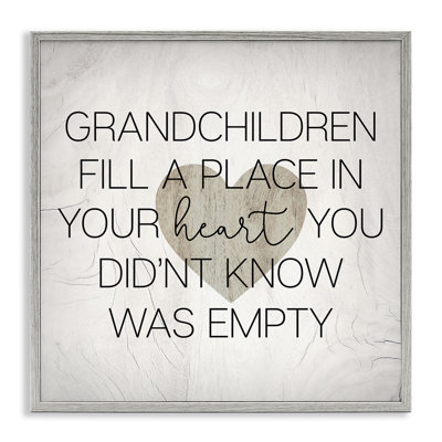 Heartwarming Grandchildren Quote Rustic Country Heart Symbol by Daphne Polselli - Print