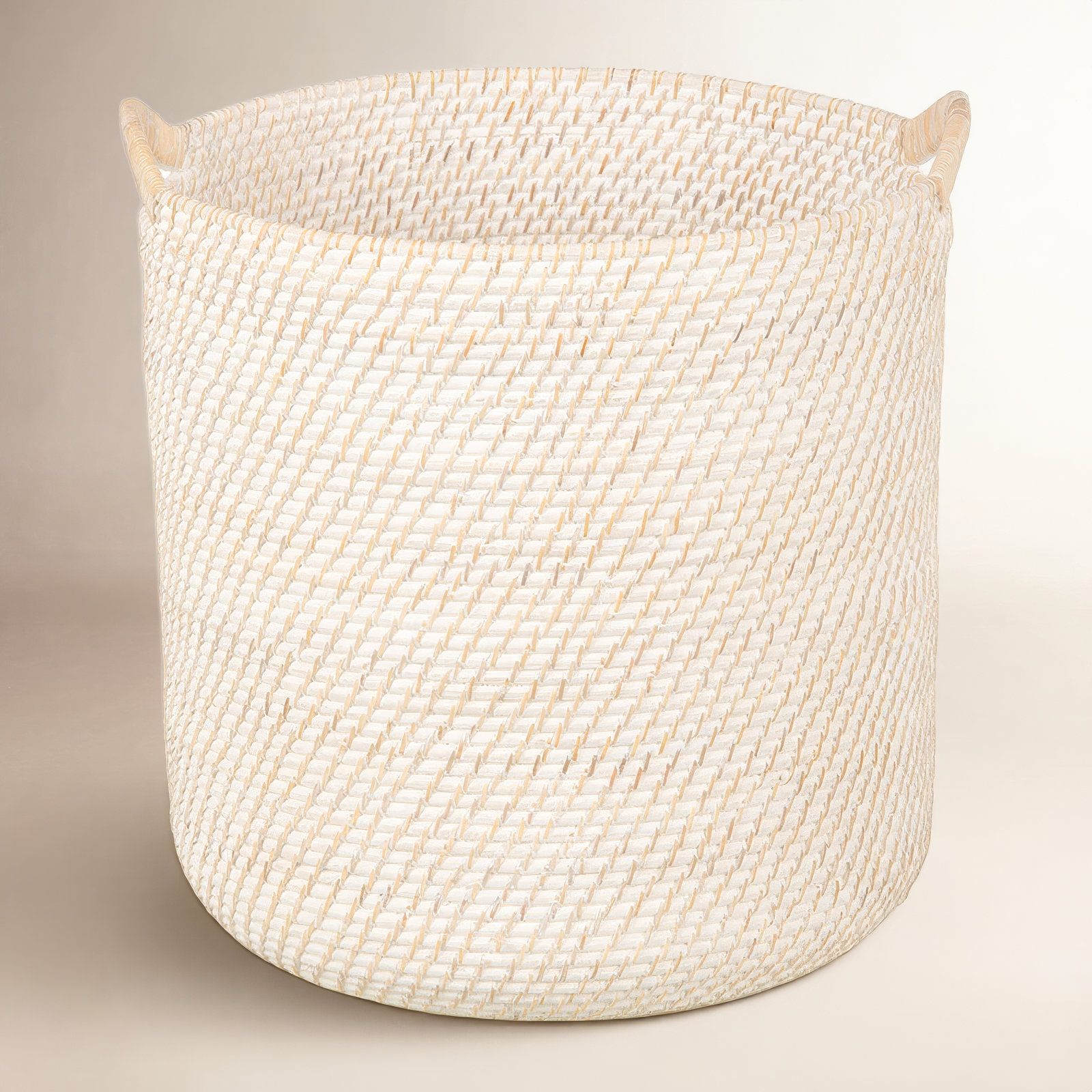Jettie Rattan Basket With Handles 1, White