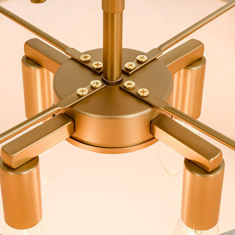 Nyjel Classical 4 - Light Linen Tapered Drum Semi Flush Mount, Brass, Beige