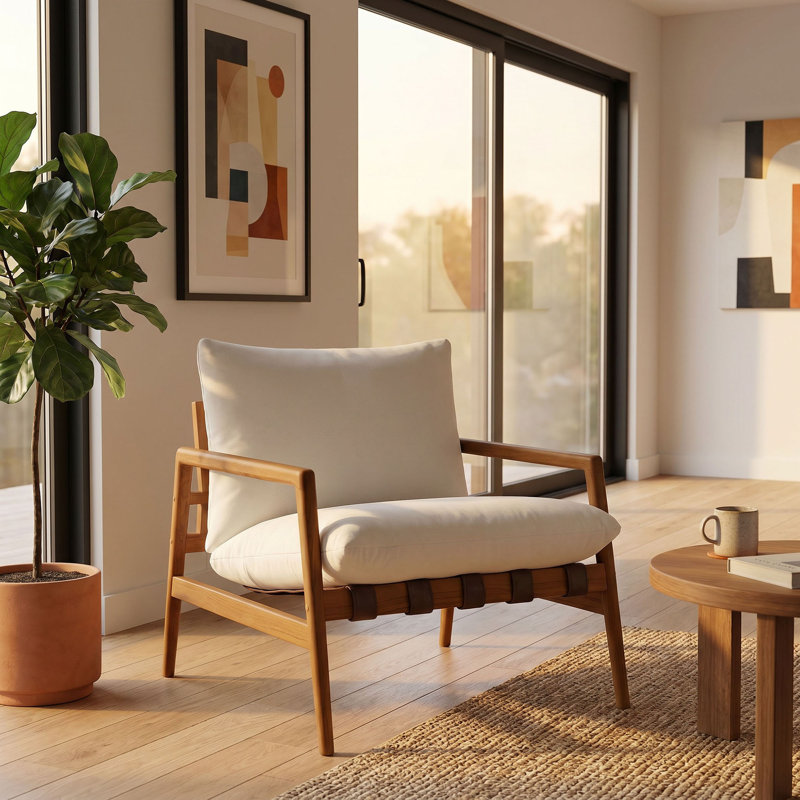 Fauteuil en bois de teck Nomi, Natural White