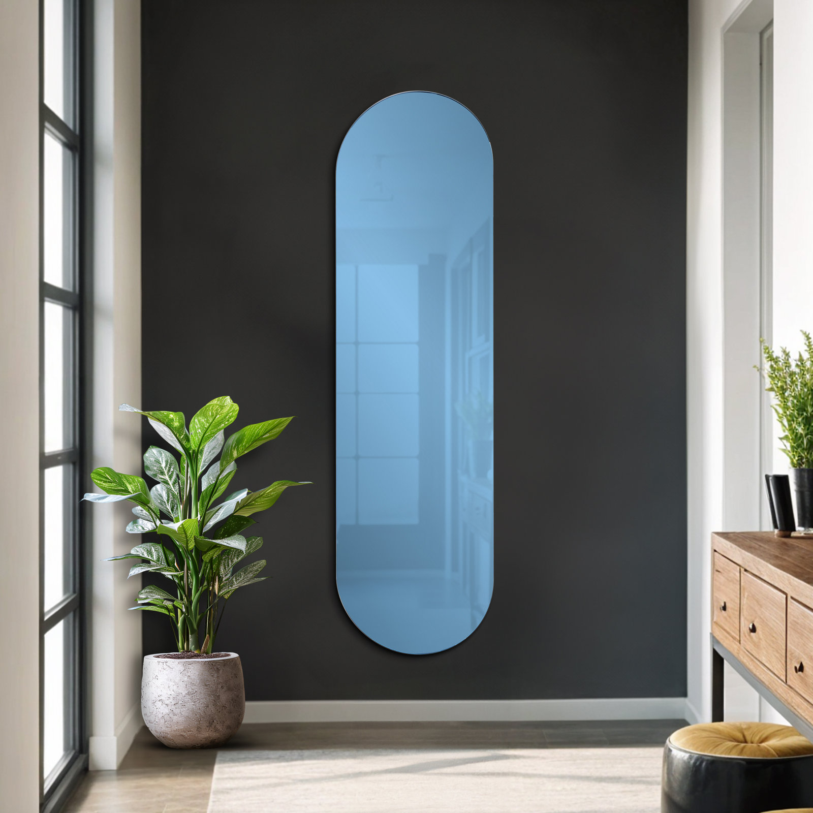 Verden Accent Mirror, Blue, 72" x 20"