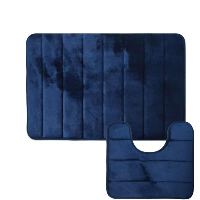 Marylois Rectangle Bath Mat Memory Foam Soft Bath Mat Sleek Stripe Set 2 Piece Bathroom Contour Rug