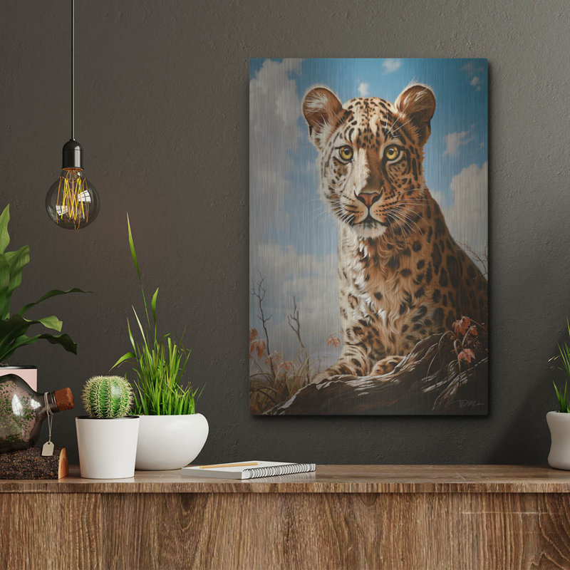 «Baby Leopard» par Momart, art mural en métal, H 16 po x l 12 po