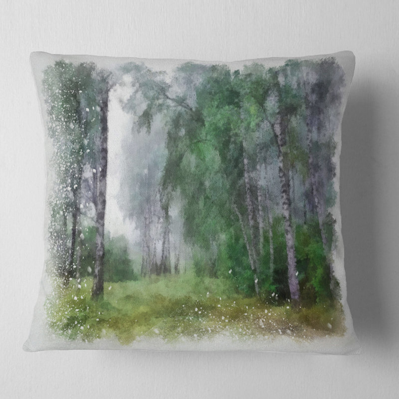 Coussin dessiné à l'aquarelle, 18 po x 18 po, Carré