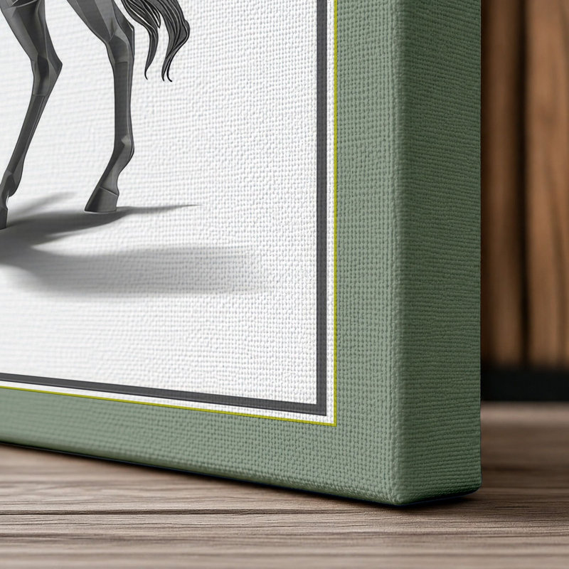 Pegasus in Flight Japandi 1 Piece Wrapped Canvas Wall Art, 36x24 - 91.4 x 61.0 cm, Sage Border