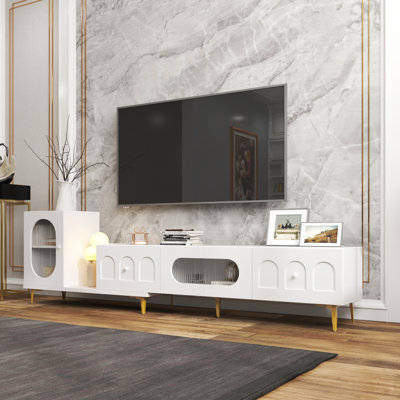 Extendable Tv Stand, Modern Entertainment Center For Up To 100 Inch Tv, Wood Reversible Tv Media Console  For Living Room Bedroom, 86.6-110"