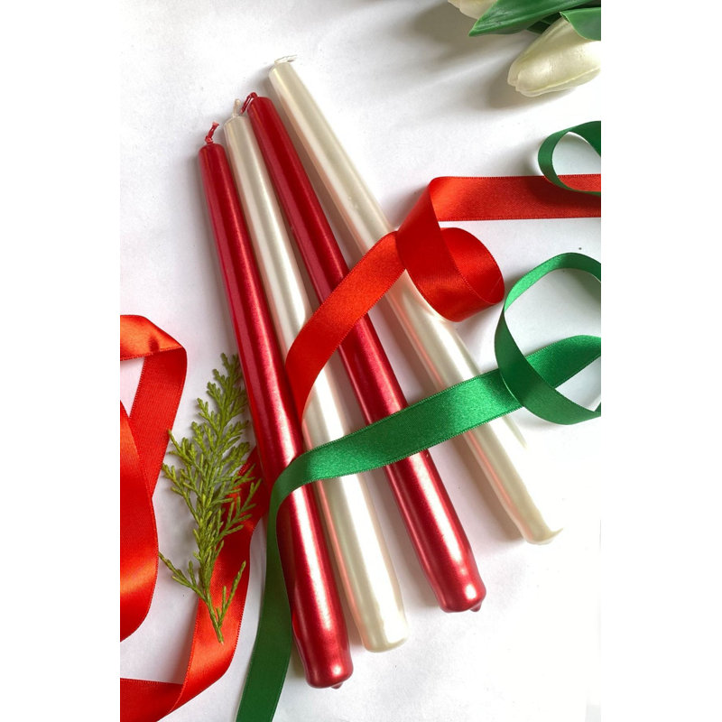 Ensemble de bougies, Red/Silvery White, 4